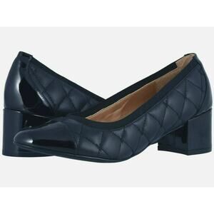 Vionic Ruby Olympia Quilted Block Pump Leather Heel Size 8 Elegant Formal Office